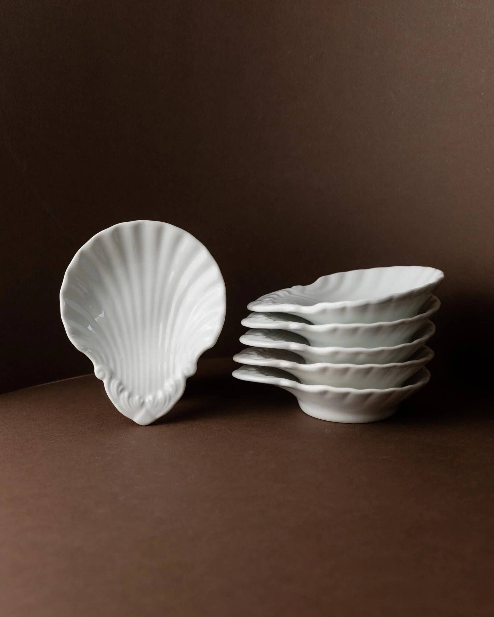 6 vintage ceramic bowls in the shape of a shell - Del Vivo Firenze Italy 1970s