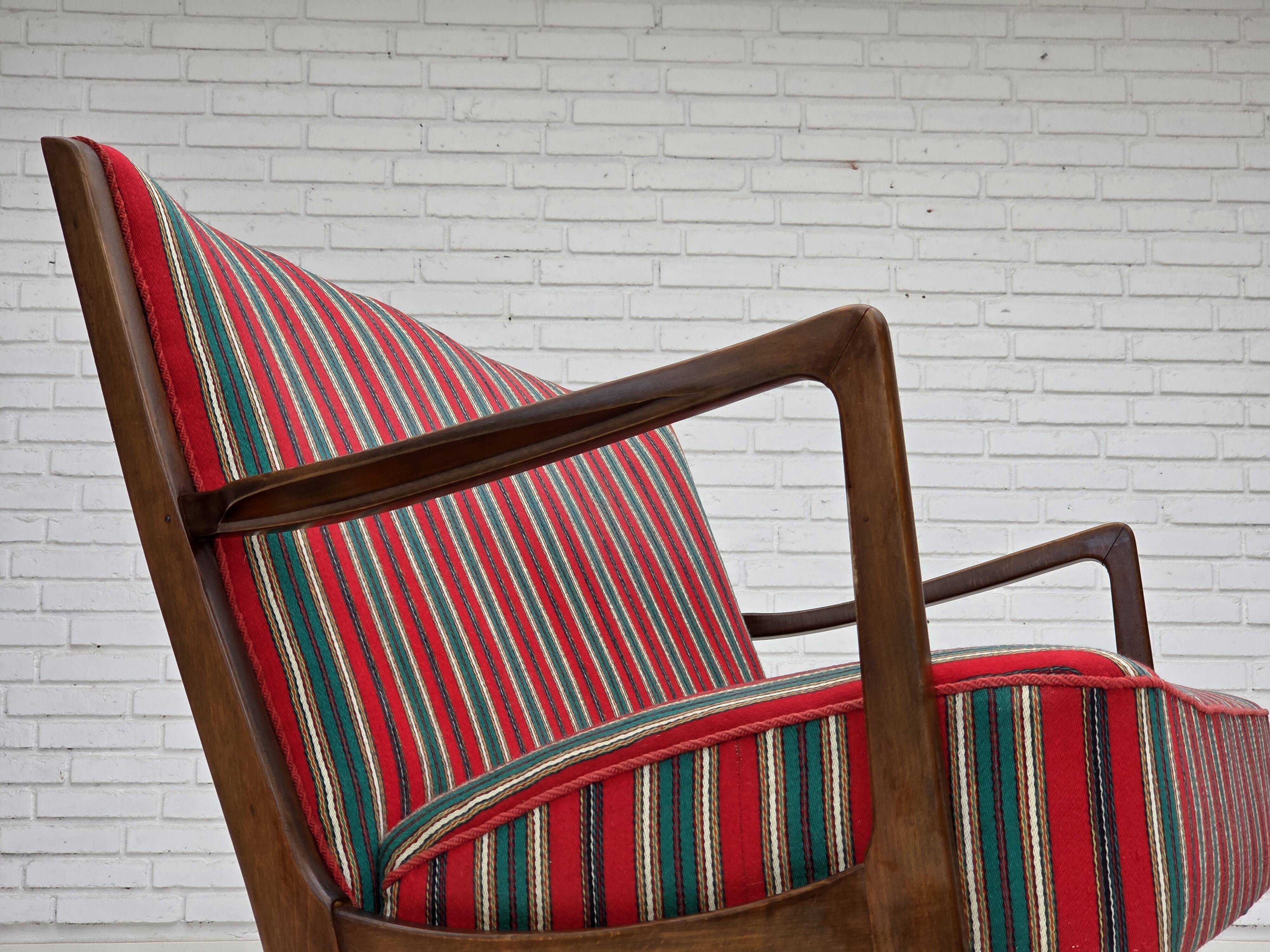 Canapé 2 places danois des années 1960 par Fritz Hansen, laine d'ameublement.