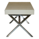 Vintage writing desk with chrome X-shaped top and patinated crocodile leather.