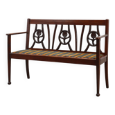 Banc art déco belge en bois de chêne des années 1920