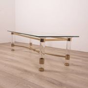 Vintage 70's table in brass and lucite design by sandro petti for metalarte