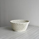 White woven ceramic basket