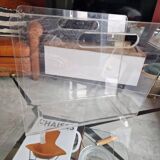 Vintage David Lange plexiglass magazine rack