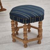 1970s, Danish design, oak wood rocking chair with footstool, furniture wool, original condition.