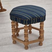 1970s, Danish design, oak wood rocking chair with footstool, furniture wool, original condition.