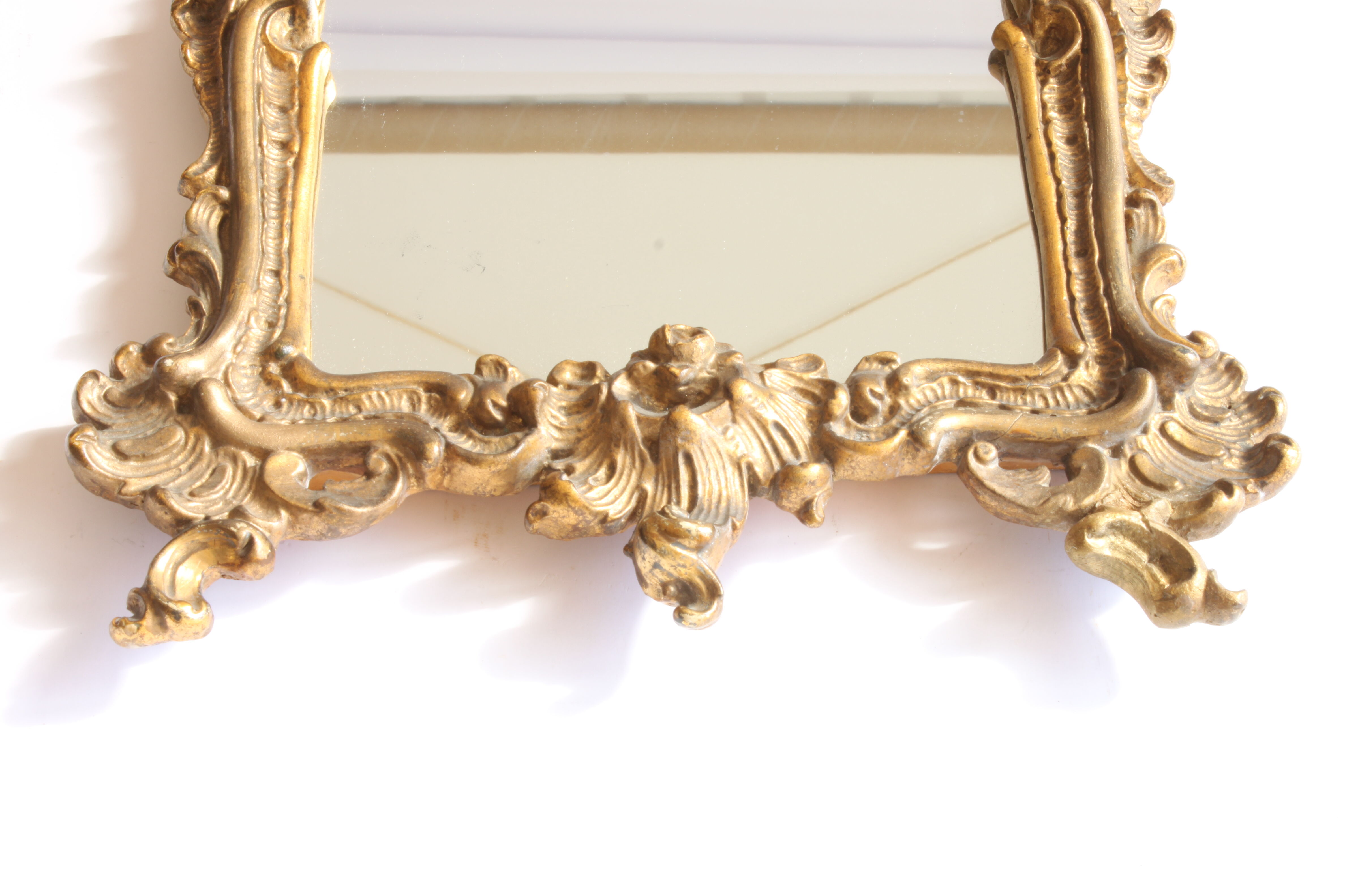 Gilded wooden angel mirror, Third Republic Rococo revival.