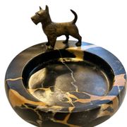 Vienna bronze tray with dog scottish terrier austria marble catchall
