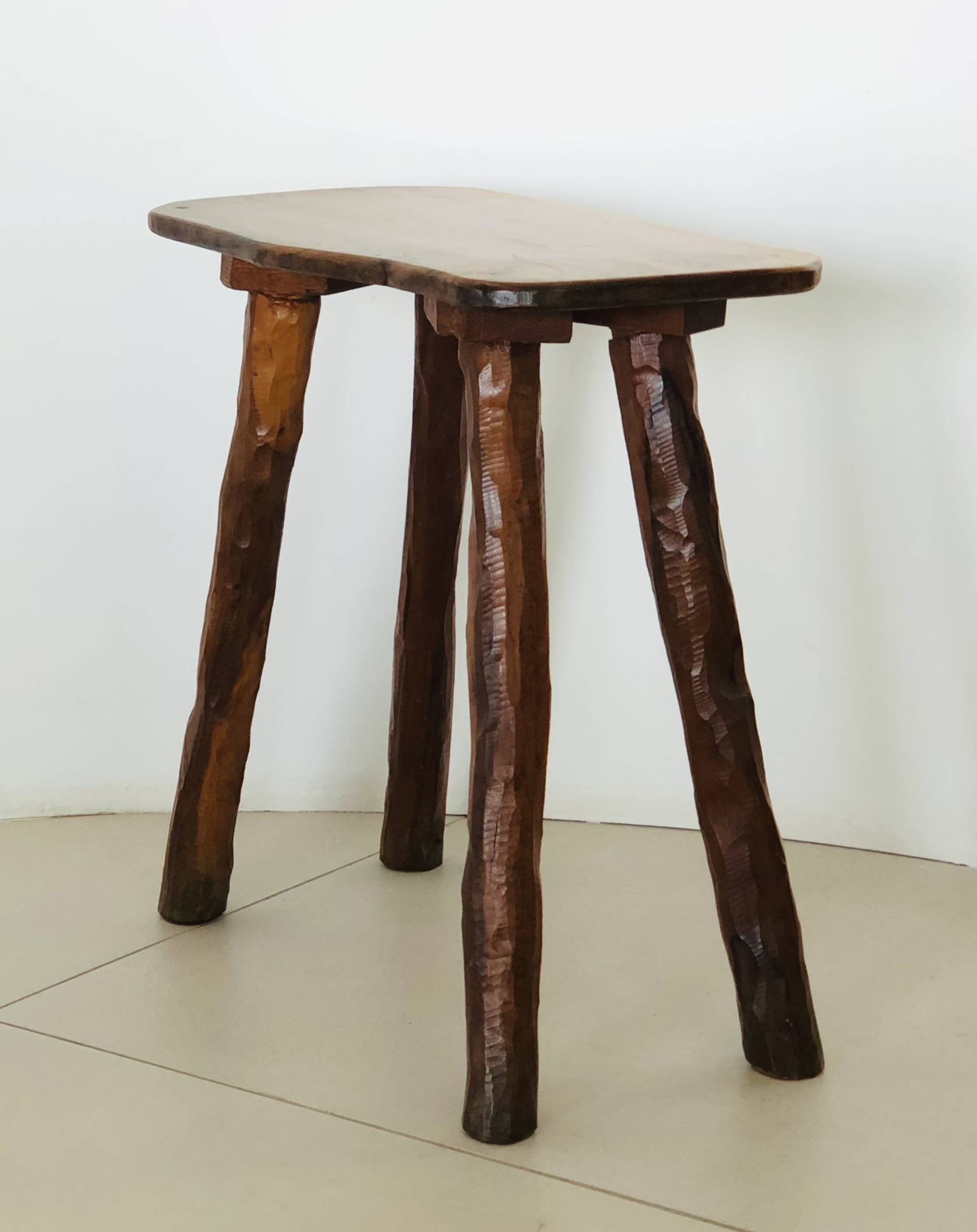 Olive wood stool, France 1970s