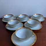 6 cups and golden porcelain saucers