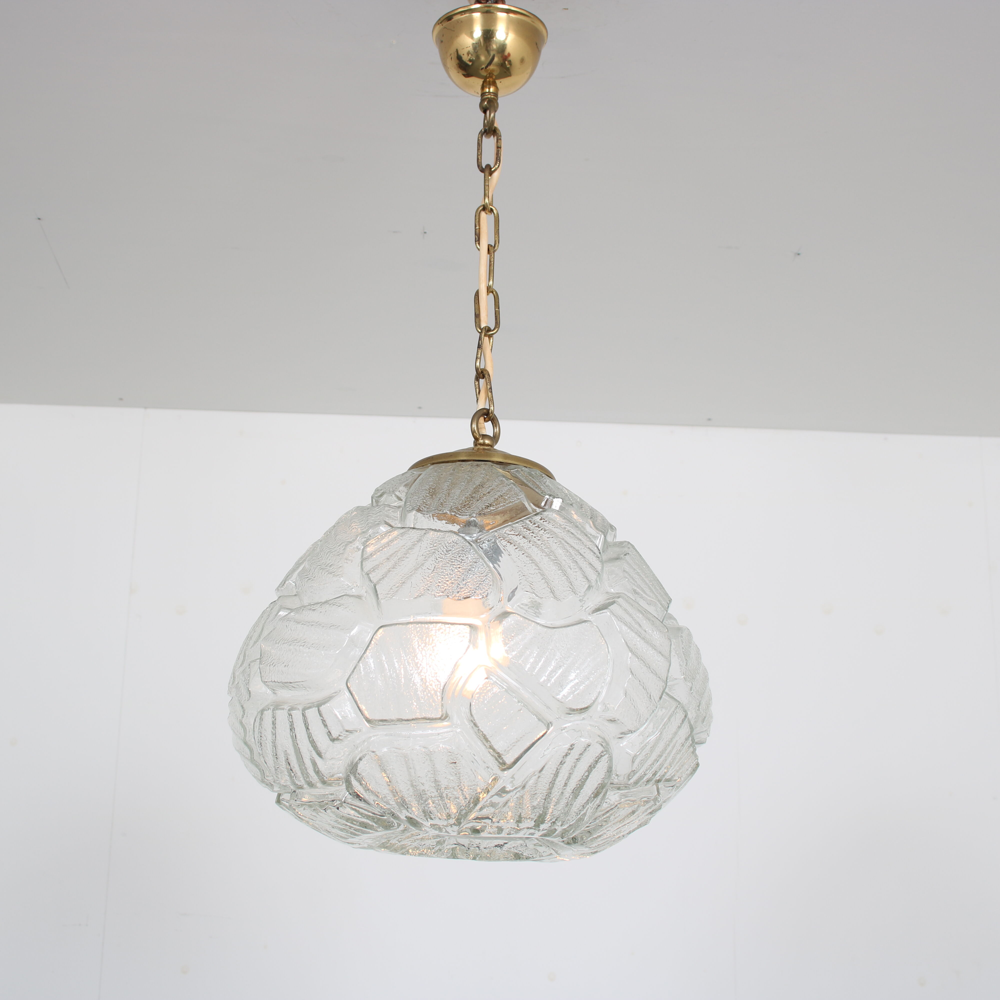 1970s pressed glass hanging lamp