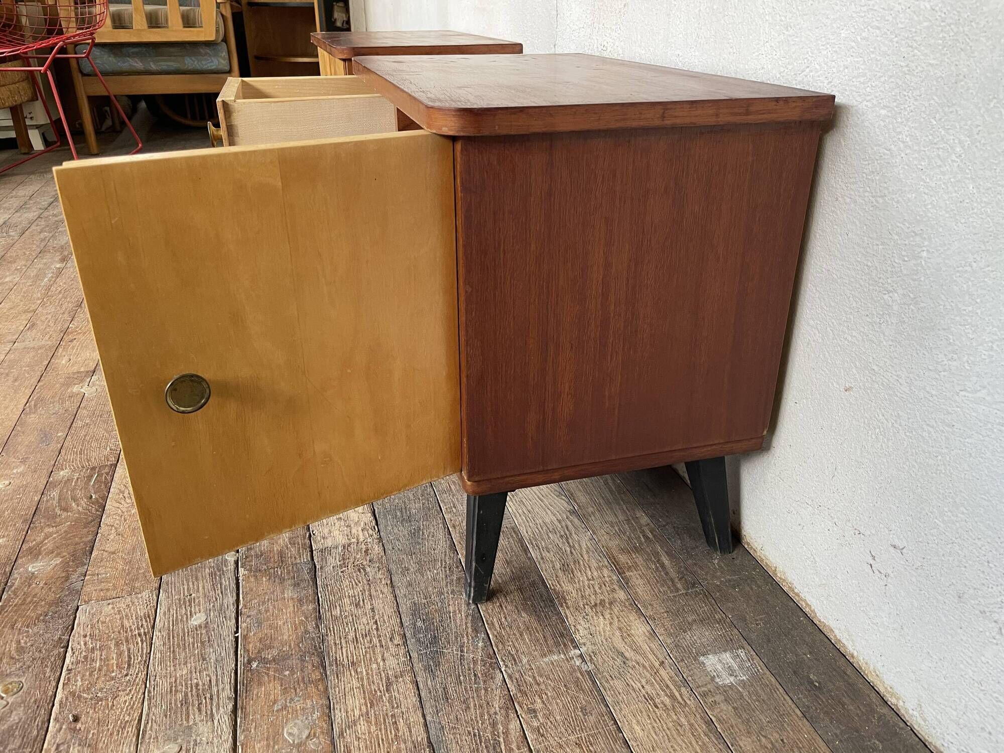 Pair of night table feet compass bedside end of vintage sofa old 1950 1960 retro