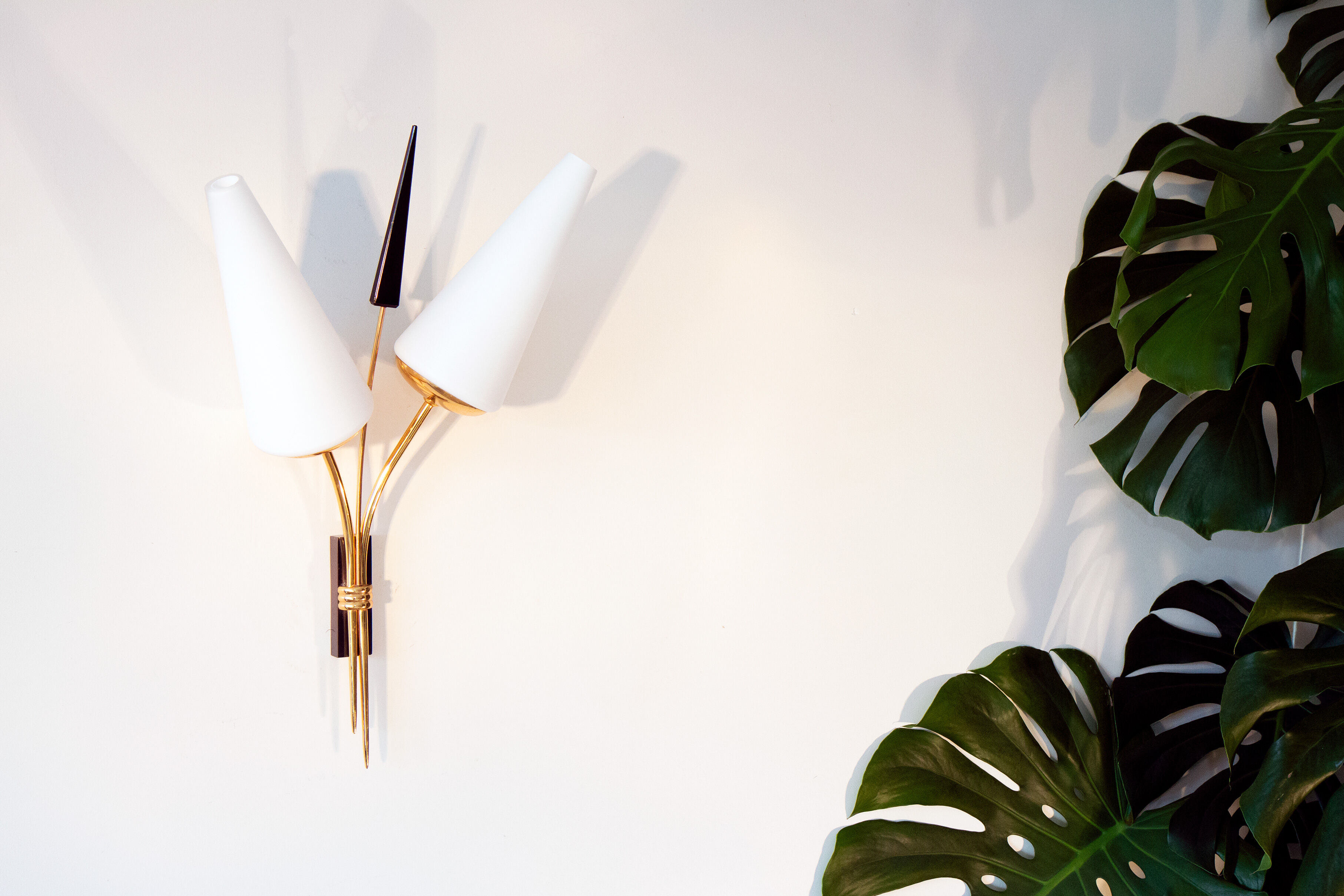 Pair of double reed sconces, 1960