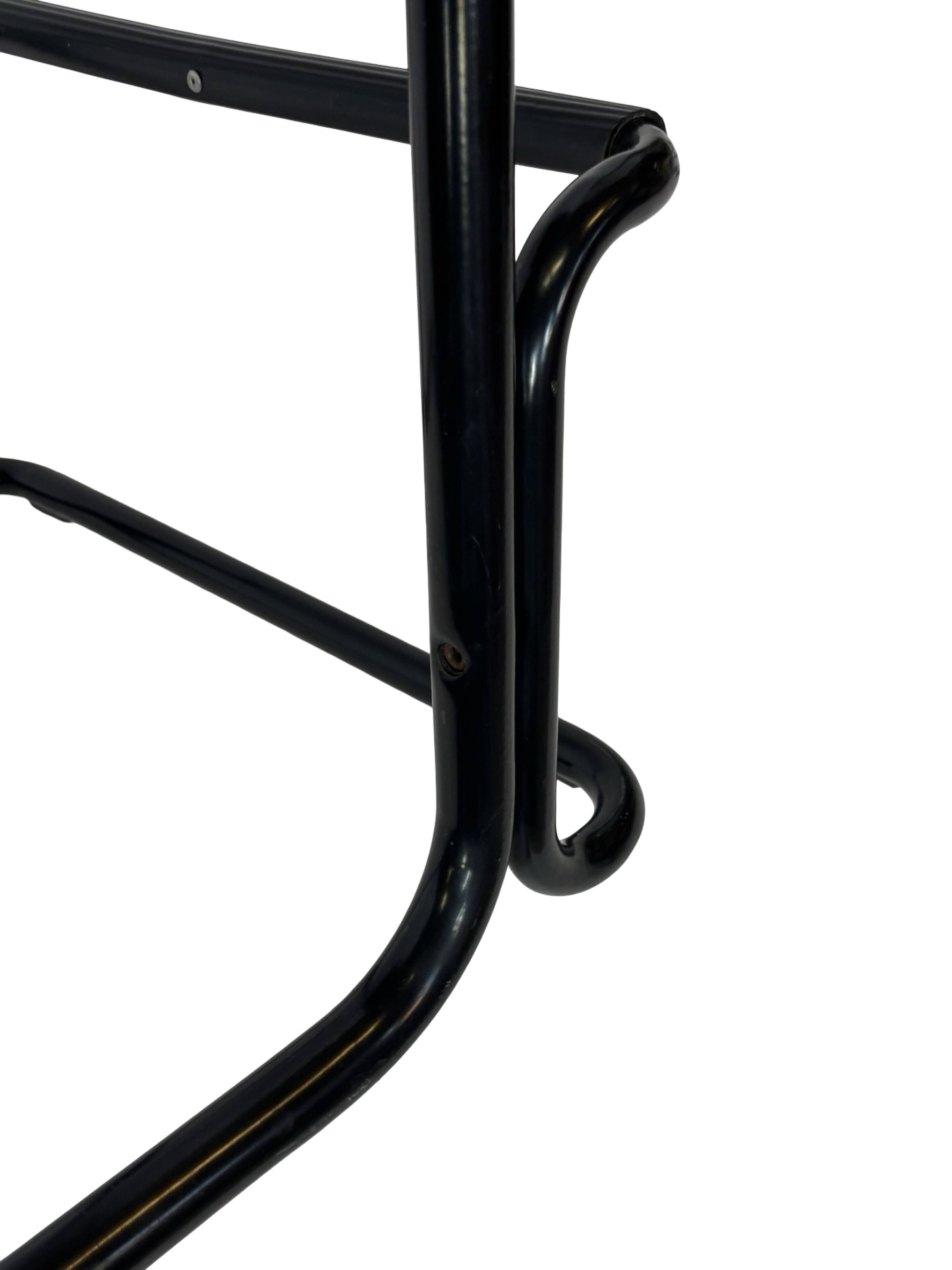 Vintage Black Leather & black frame Italian Modern Barstool