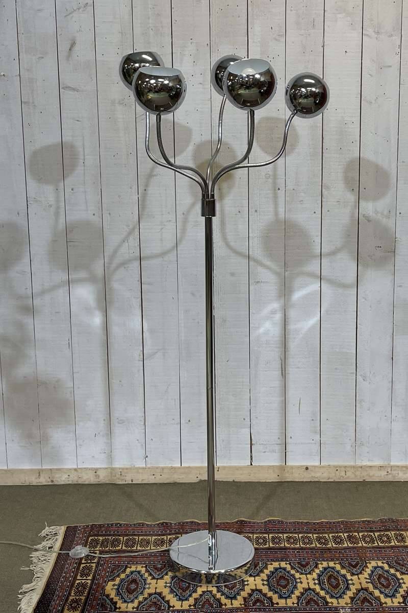 1980s chrome floor lamp with 5 adjustable branches