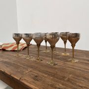 9 old glasses in silver metal and brass