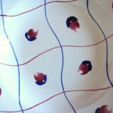 Lot Assiettes Creuses | Gien Collection Chevreuse | Géométrie Fleurs Rouge Bleu | Blason Trois Tours Peint à la main