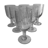 set of 6 large crystal wine glasses engraved early twentieth century