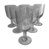 ensemble de 6 grands verres à vin en cristal gravé début XXème