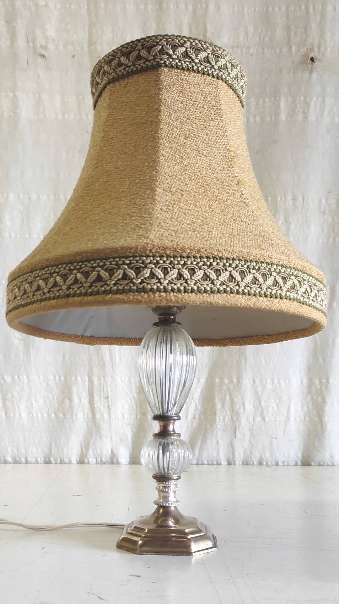Table lamp in brass and glass - mid 20th century