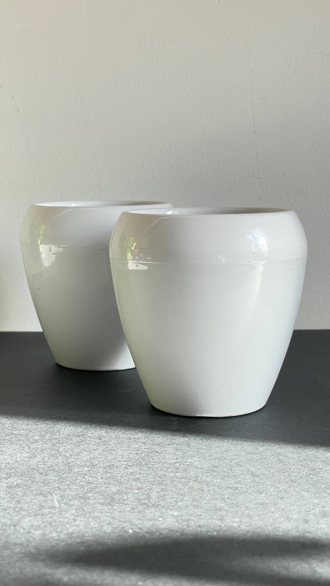 Pair of White Ceramic Candle Holders