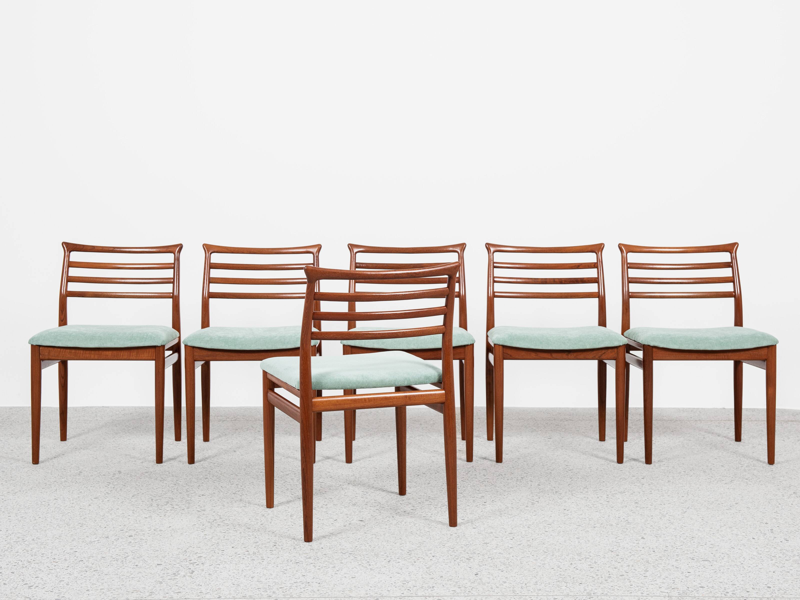 Midcentury Danish set of 6 dining chairs in teak by Erling Torvits for Sorø Stolefabrik 1960s