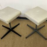 Pair of vintage metal and leatherette stools