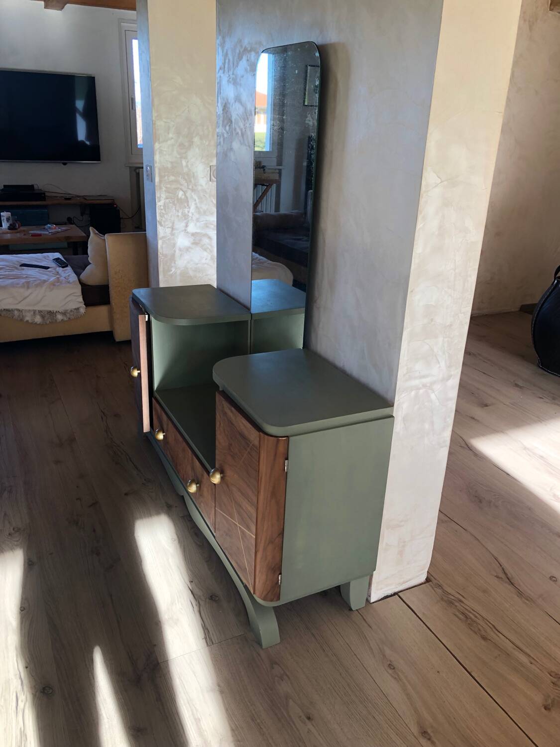Meuble d’entrée avec miroir mercure