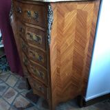 Chest in marquetry style Louis XV marble top