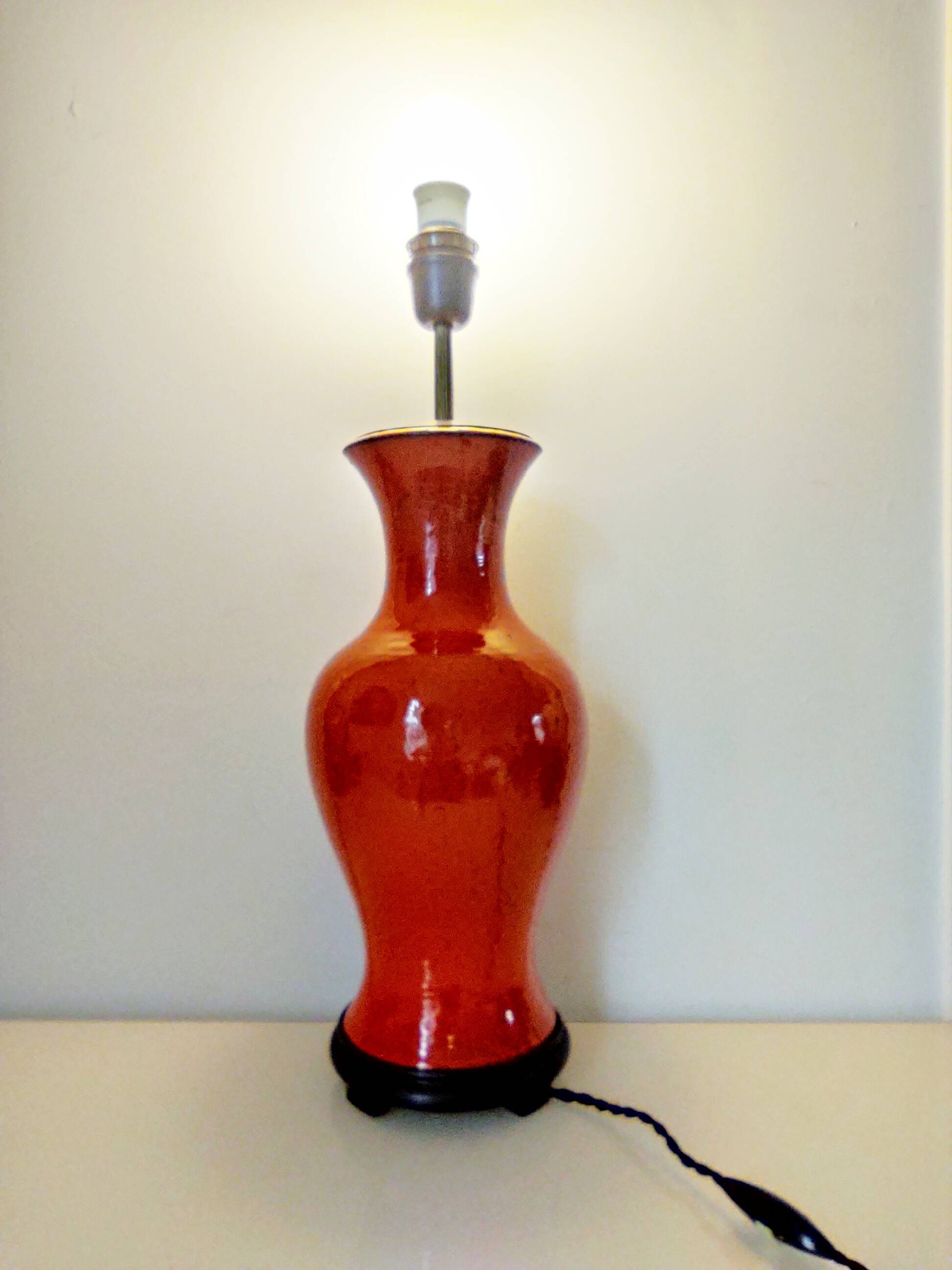 Red ceramic lamp base 53 cm high