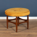 Retro teak 1960s kofod larsen upholstered mustard stool