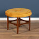 Retro teak 1960s kofod larsen upholstered mustard stool