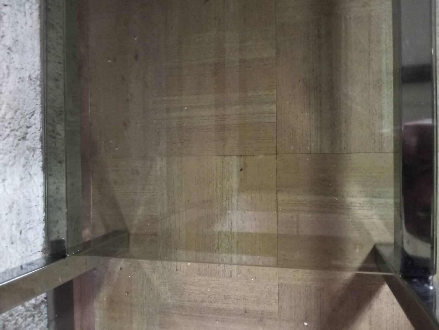 Chrome and smoked glass shelf from the 70s.
