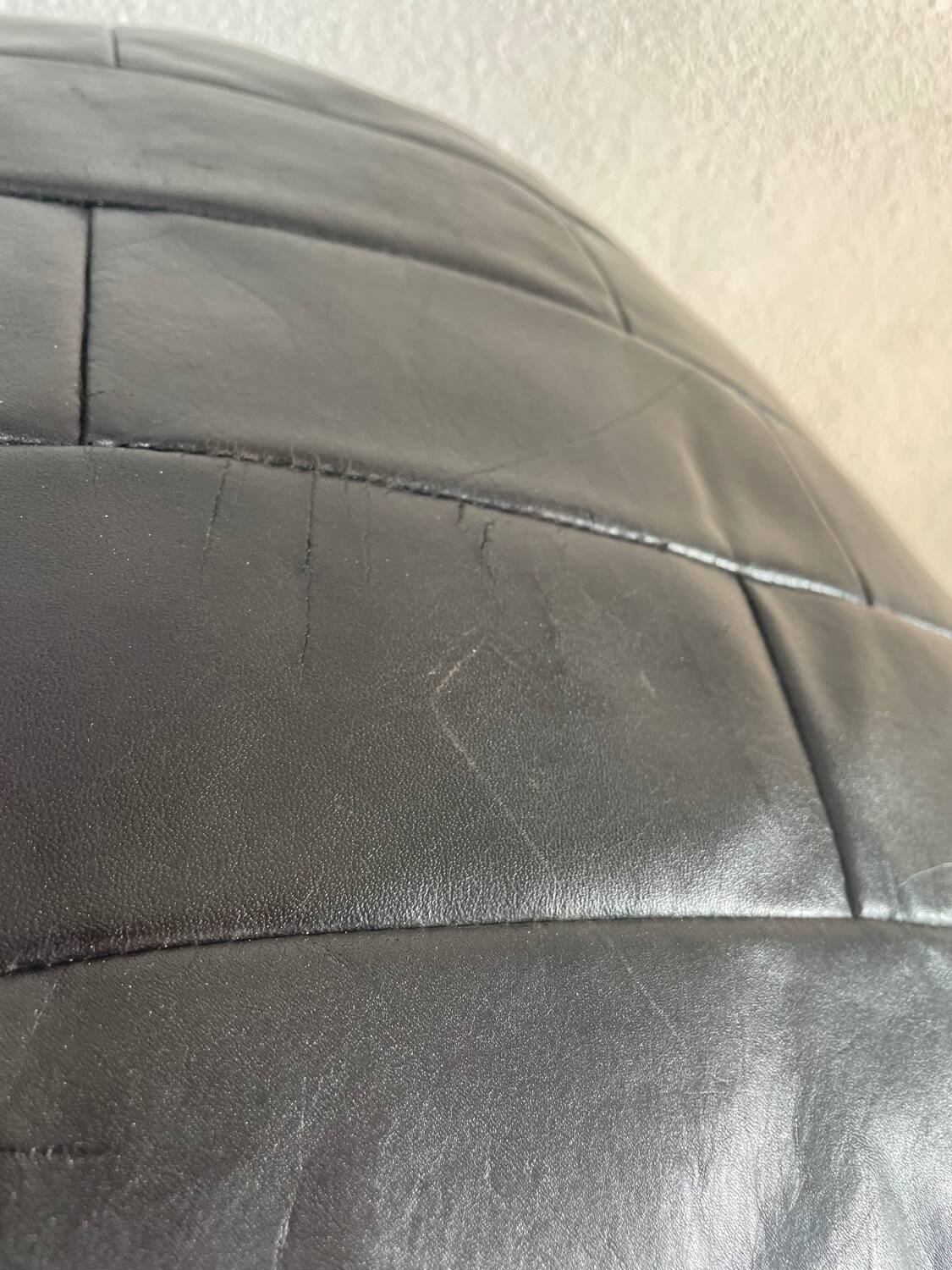 Pouf / Footrest black patchwork leather De Sede