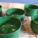 Set of 7 glazed terracotta cups