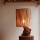 Large 1960s lamp made of olive wood.