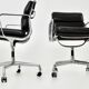 Black leather chairs with soft padding by Charles & Ray Eames for ICF, 1970s, set of 2