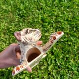 Zoomorphic Bouquetieres Hand-painted Desvres Cats