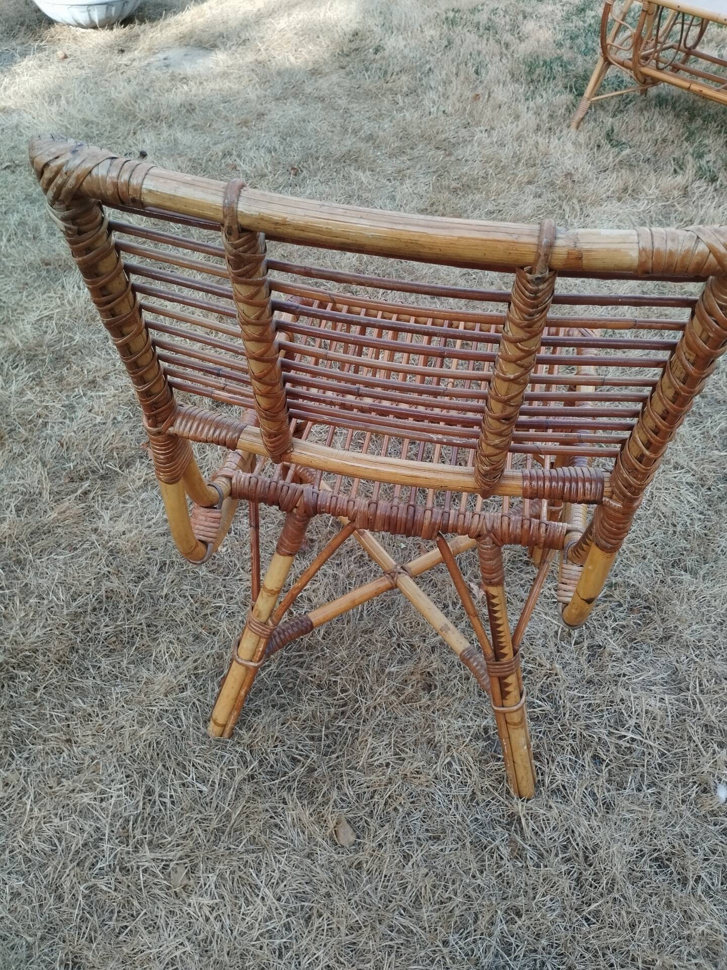 vintage antique rattan armchair