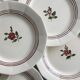 7 earthenware plates, hand-painted floral decoration, Sarreguemines, Armelle model