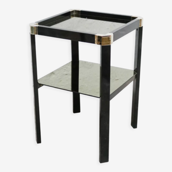 Vintage side table in metal, brass and glass