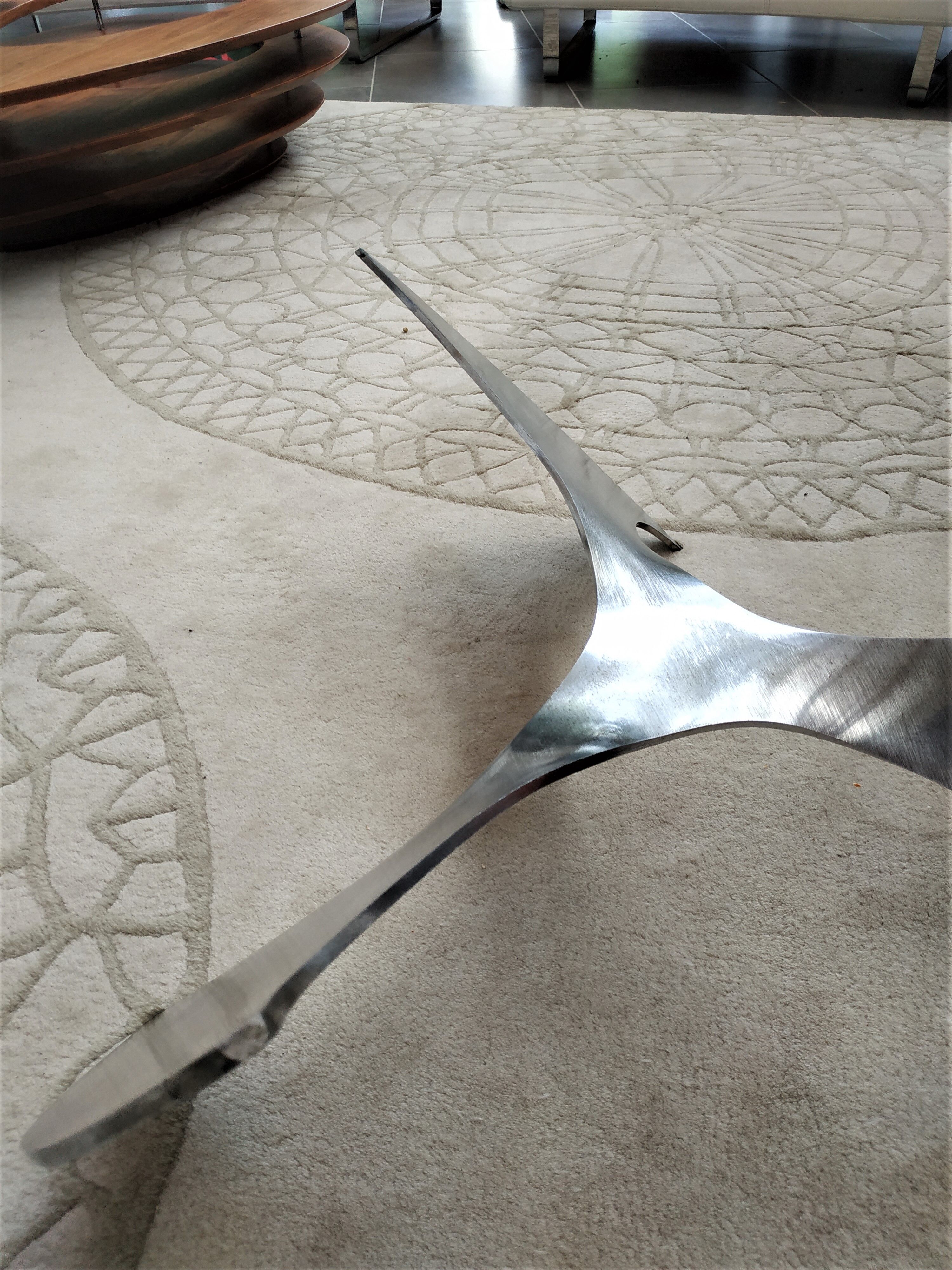 Round coffee table the Propeller (propeller) of Knut Hesterberg glass top and steel base