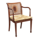 Antique beech armchair stained walnut and fabric, Italy, 19th century