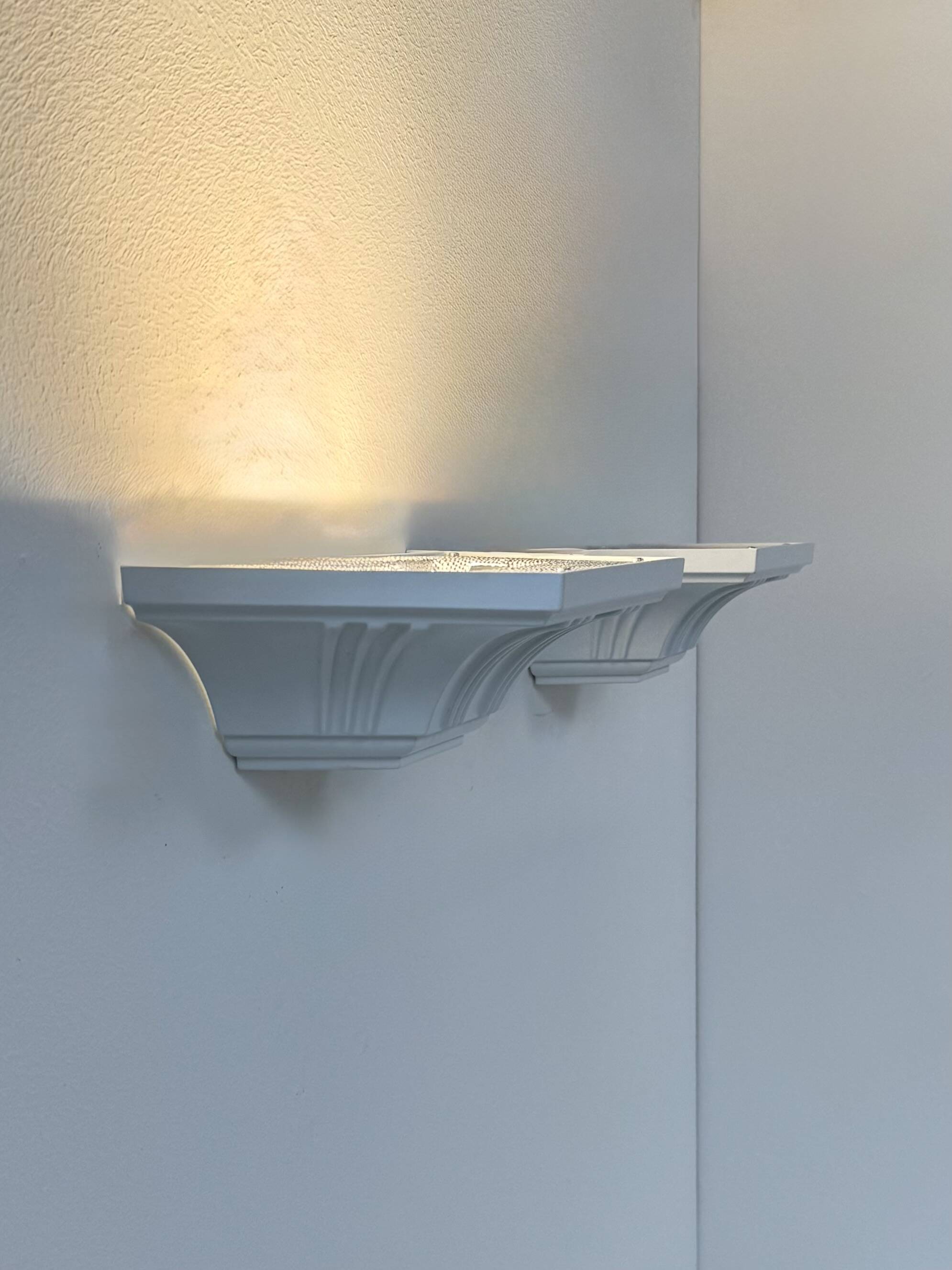 Pair of vintage wall lights, moulded pressed white matte ABS, France, 1980.