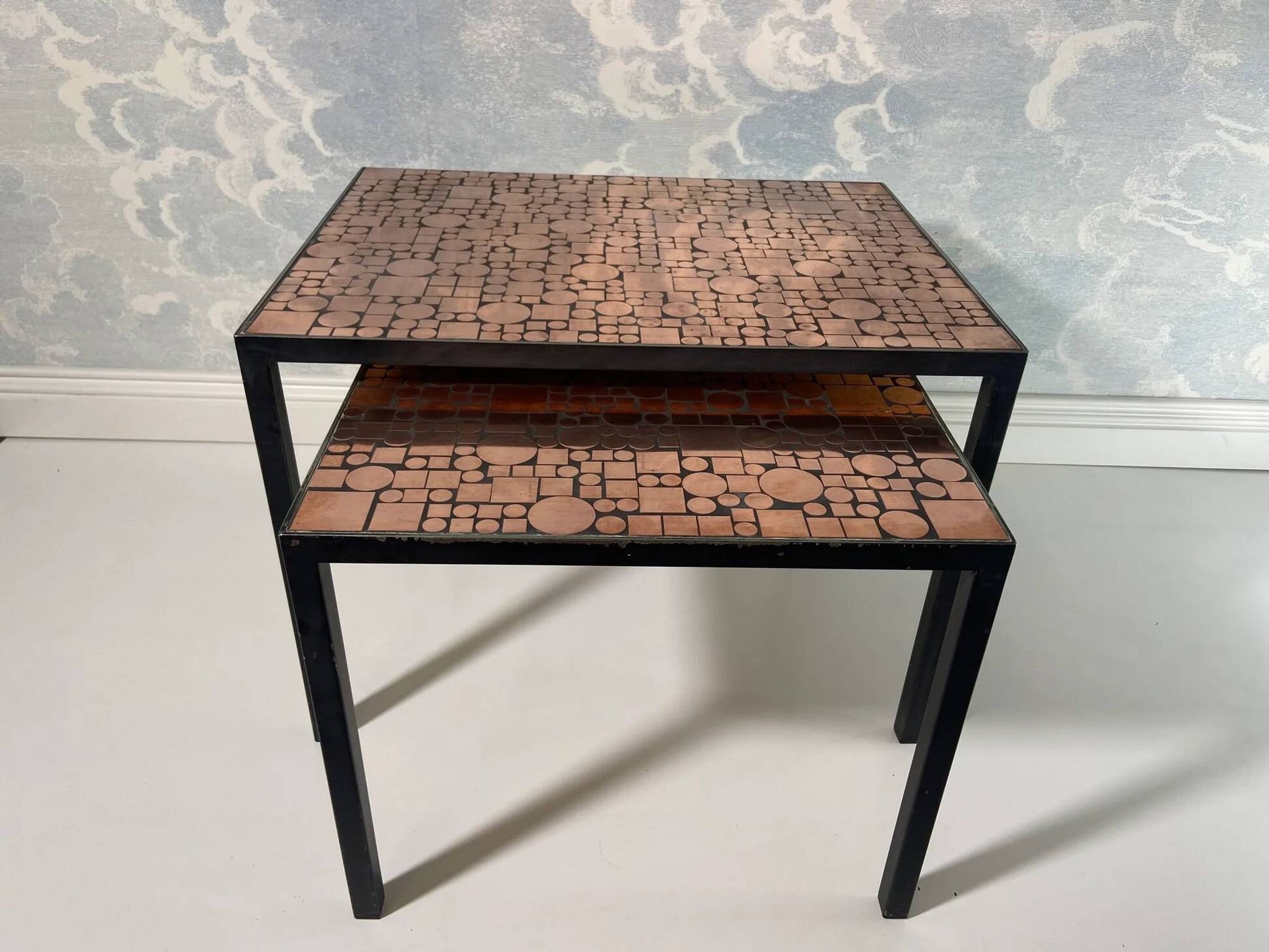 Tables gigognes en cuivre par Herbert Hirche pour Rosenthal, Allemagne, années 1970