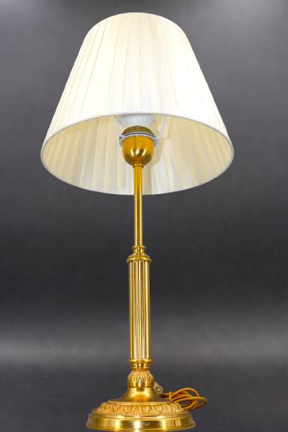 Bronze Gilt Bouillotte Lamp with Pleated Shade