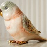 Polychrome & gold ceramic parakeet