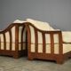 Wooden sofa and armchairs by Mobil Girgi, 70s. Set of 3