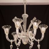 Extraordinary Art Decò Barovier e Toso Chandelier, Murano “Bubble” Glass, 1940s