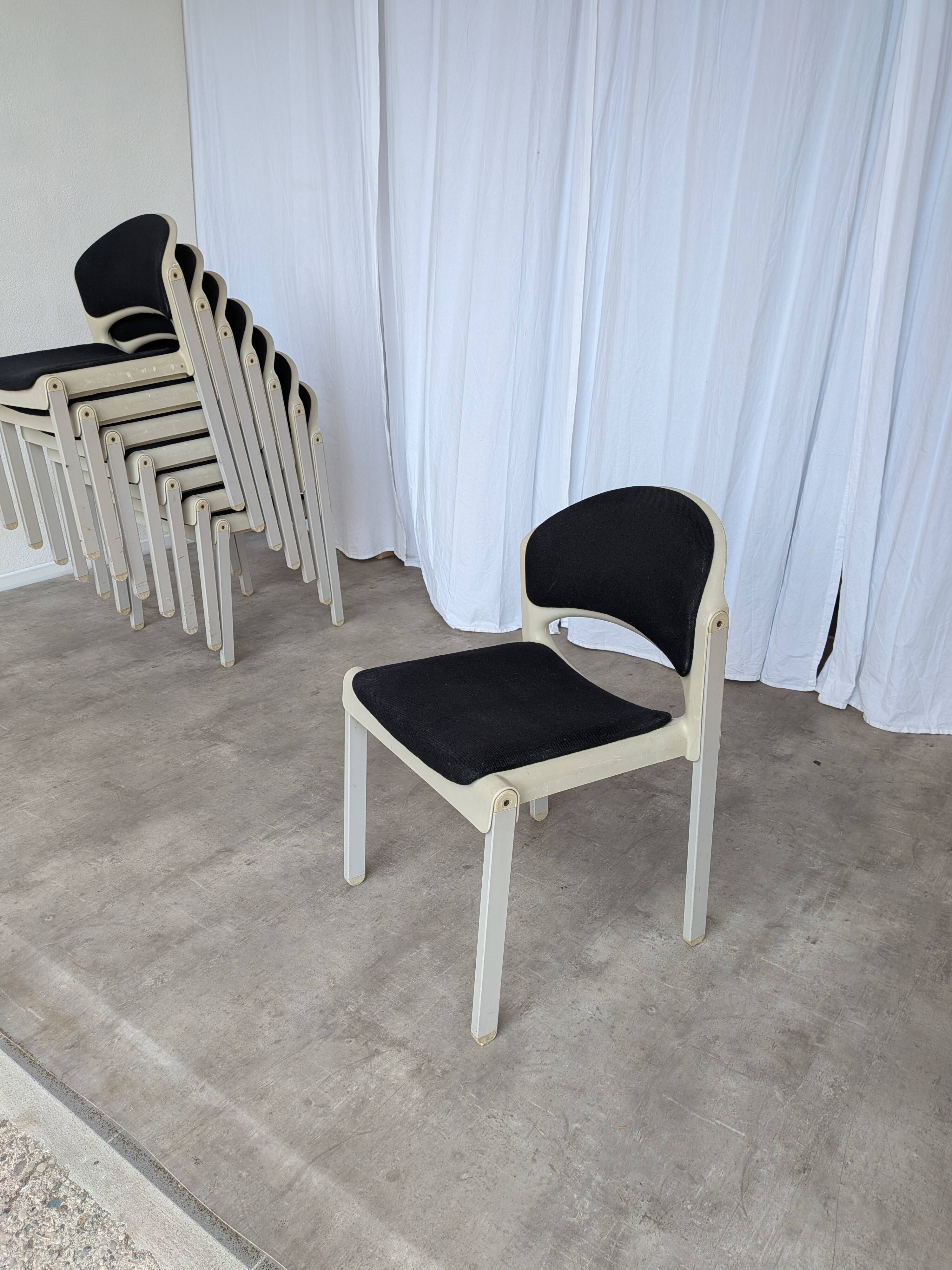 Set of 8 Vintage Aeon Mondial Stackable Chair / Dutch Postmodern Dining Cha