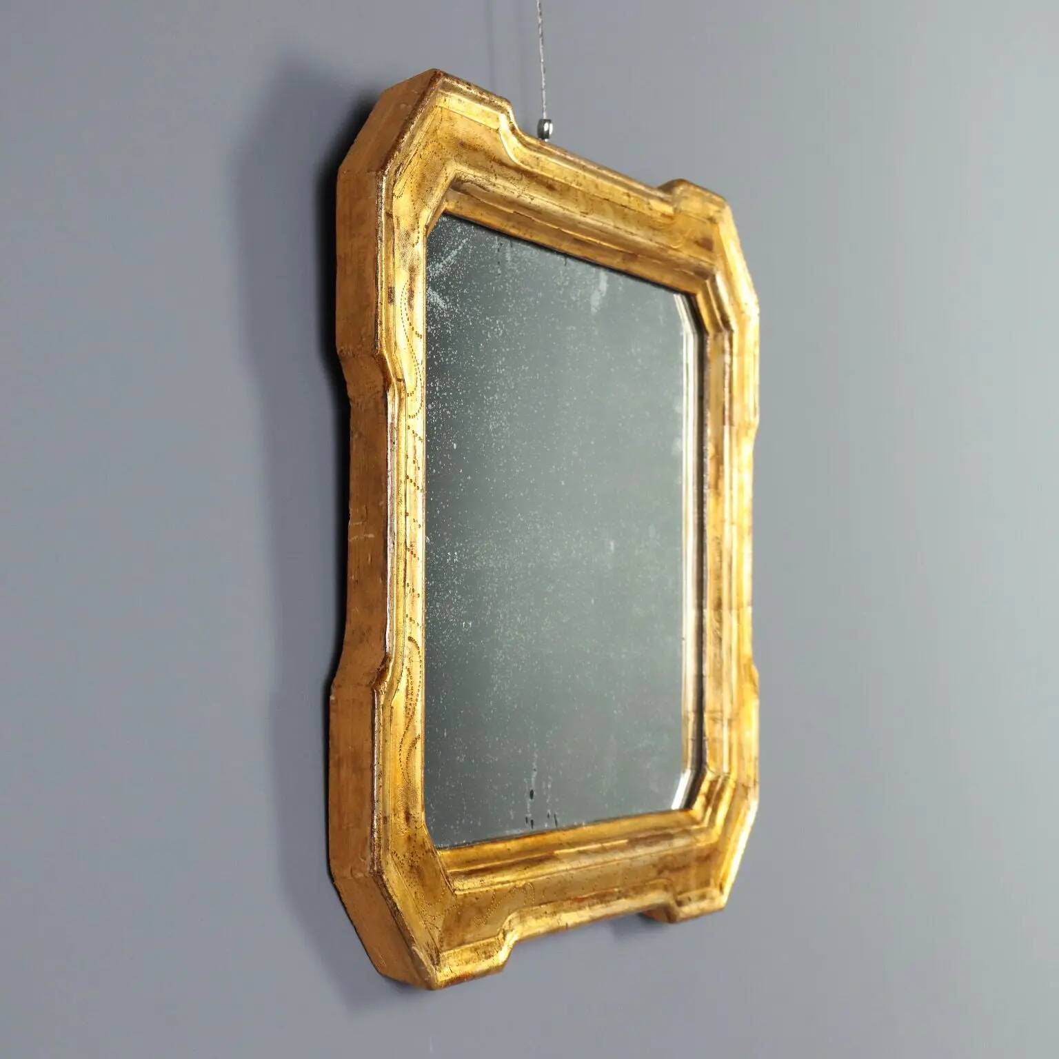 Antique cabaret mirror in gilded wood, Italy, 19th century